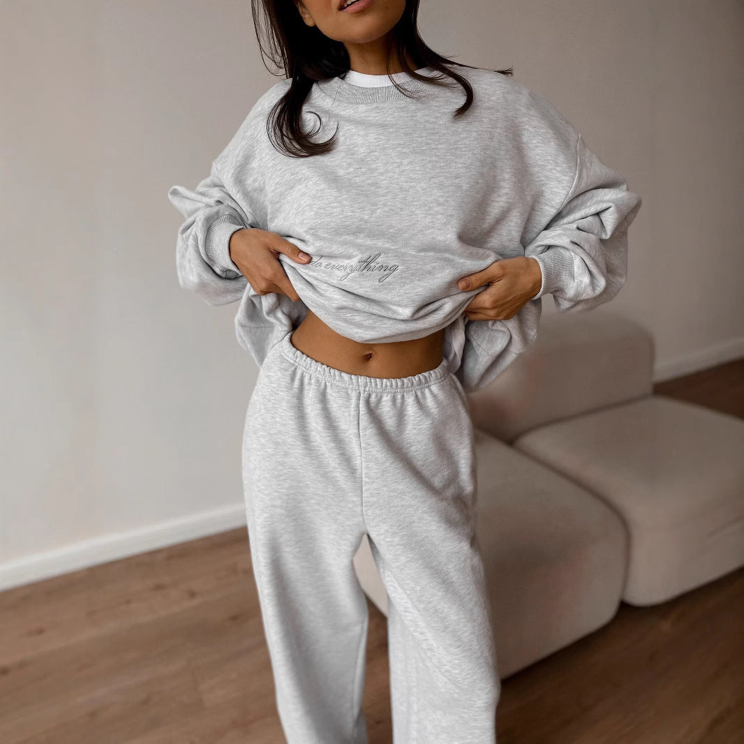 Printed Sweater Suit Casual Two-piece Suit