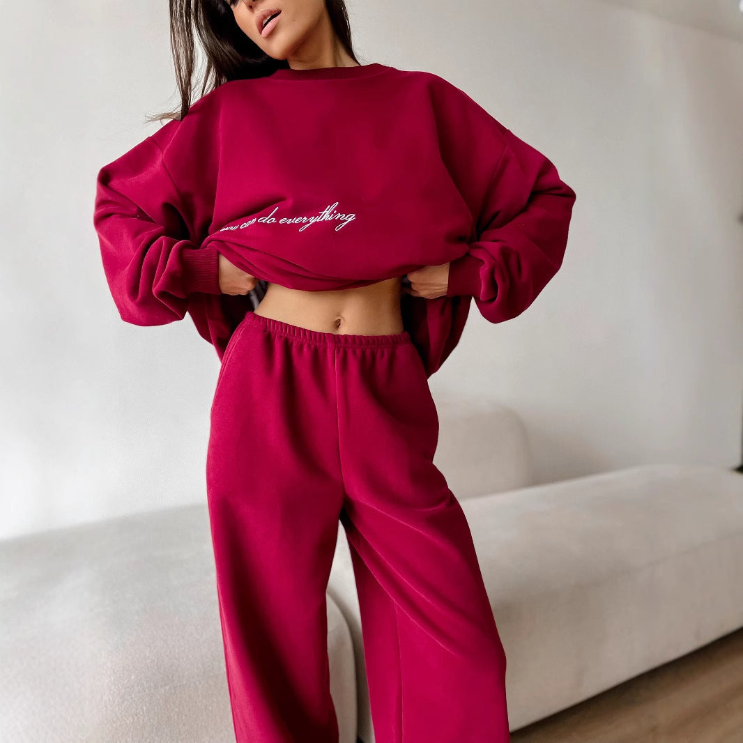 Printed Sweater Suit Casual Two-piece Suit