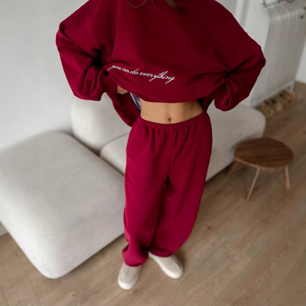 Printed Sweater Suit Casual Two-piece Suit