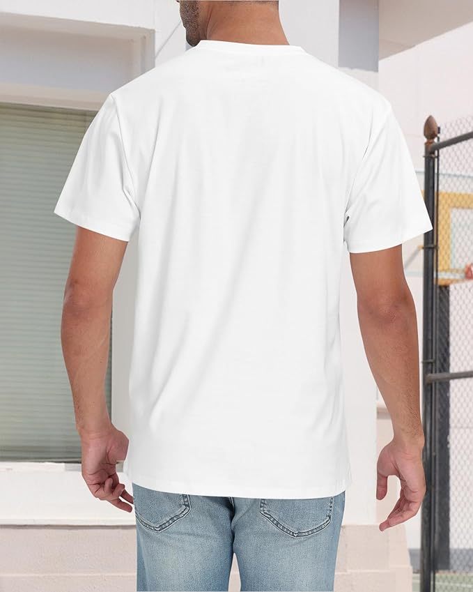 Neat White Basic Crewneck Short Sleeve Cotton Polyester Water Repellent Tops T Shirts Tee For Men