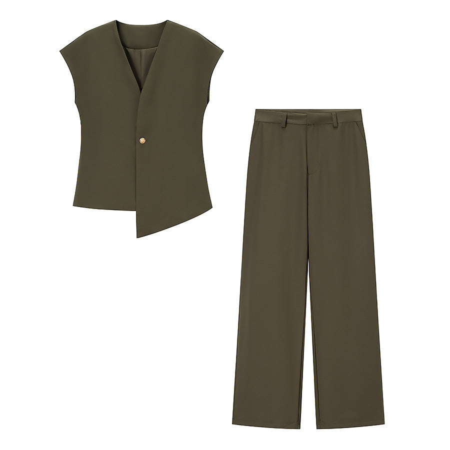 European And American Fashion Minimalist Irregular Vest Casual Trousers Suit