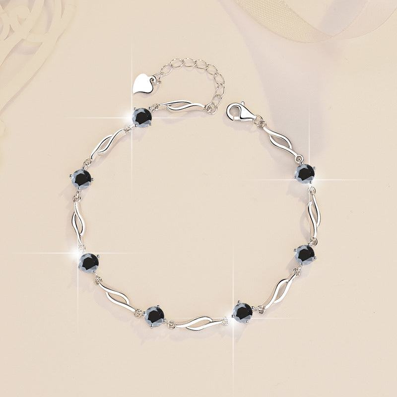 S925 Fashion Colorful Moissanite Sterling Silver Bracelet
