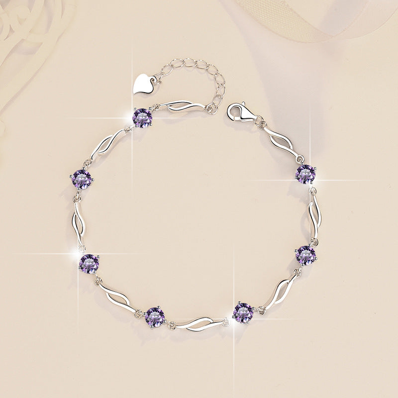 S925 Fashion Colorful Moissanite Sterling Silver Bracelet