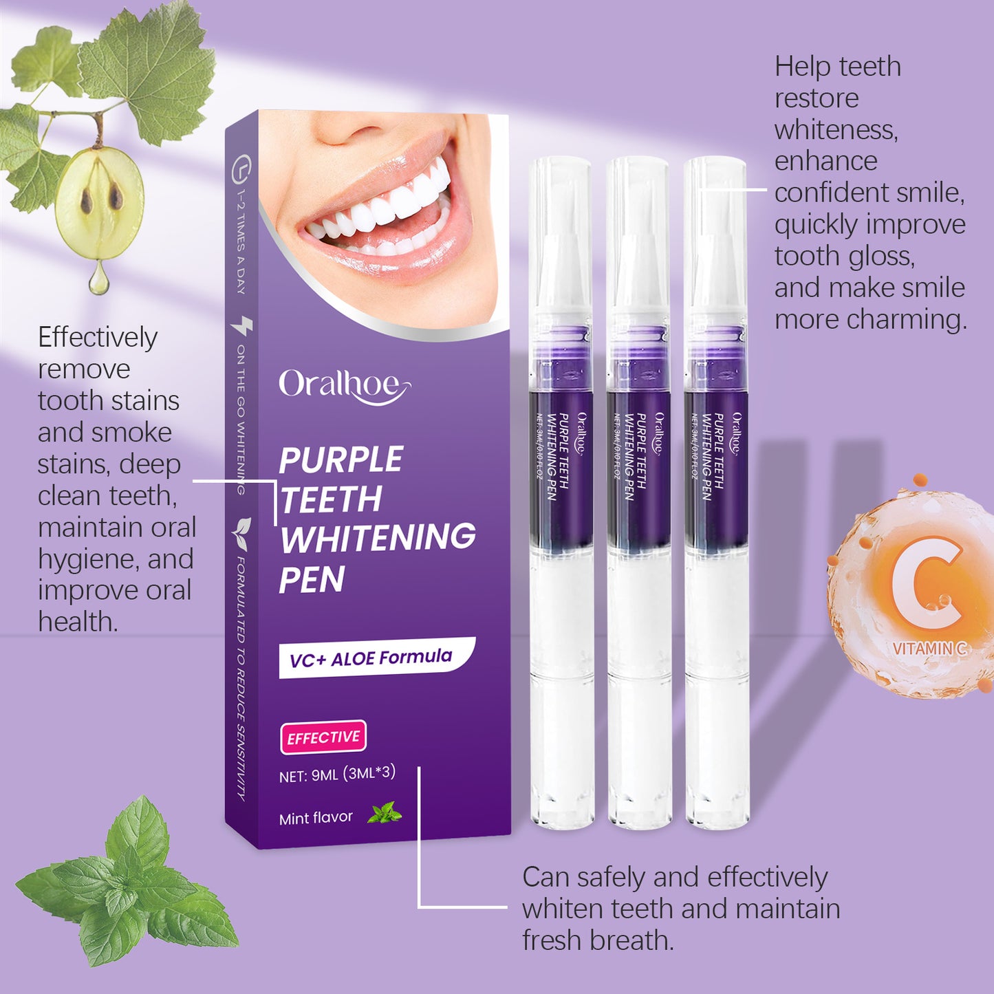 Purple Tooth Care Pen Clean Oral Fresh And Comfortable