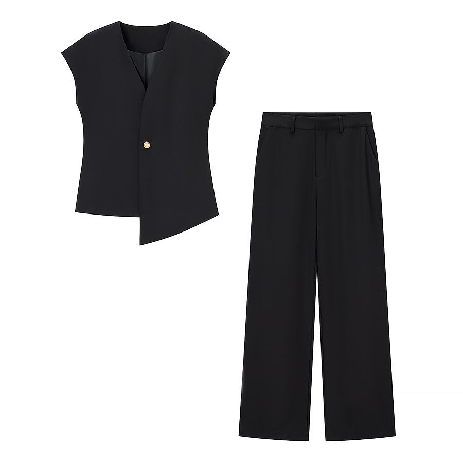 European And American Fashion Minimalist Irregular Vest Casual Trousers Suit