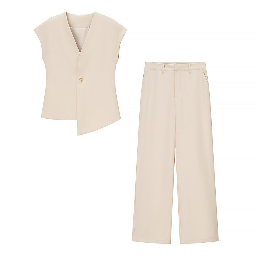 European And American Fashion Minimalist Irregular Vest Casual Trousers Suit