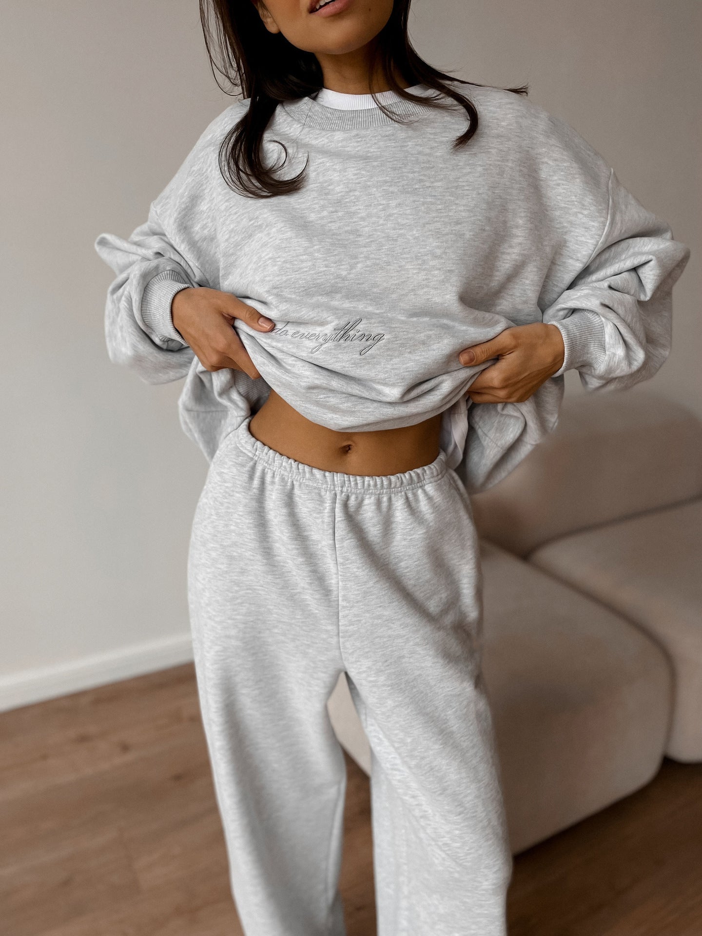 Printed Sweater Suit Casual Two-piece Suit