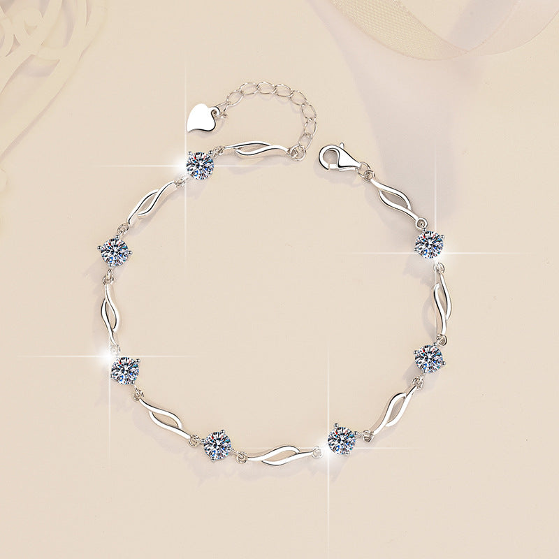 S925 Fashion Colorful Moissanite Sterling Silver Bracelet