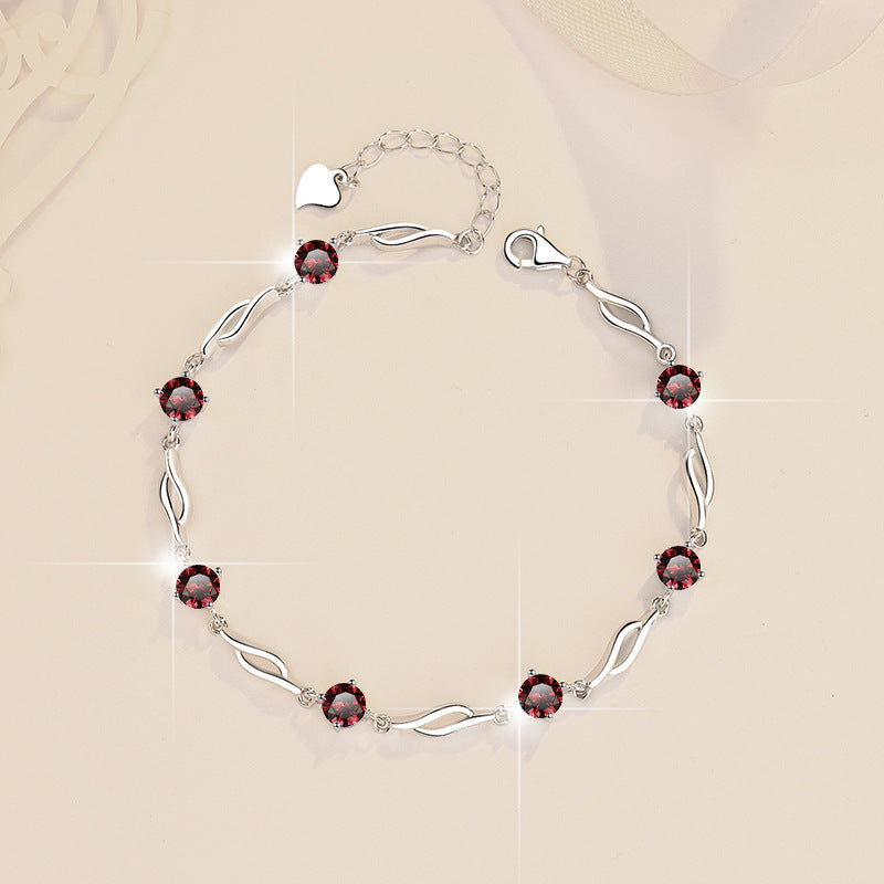 S925 Fashion Colorful Moissanite Sterling Silver Bracelet