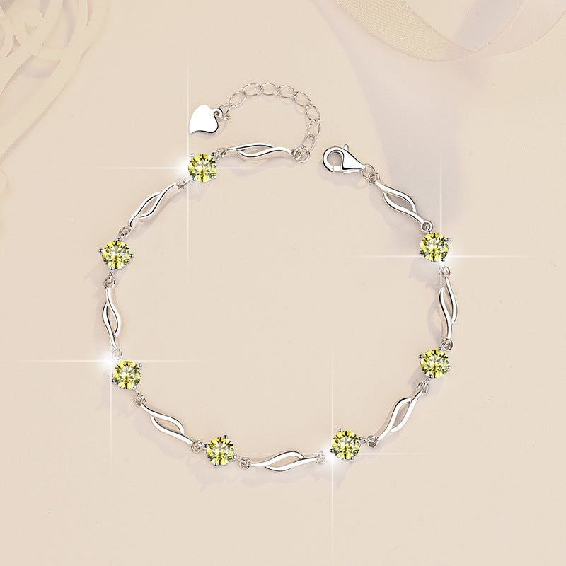 S925 Fashion Colorful Moissanite Sterling Silver Bracelet