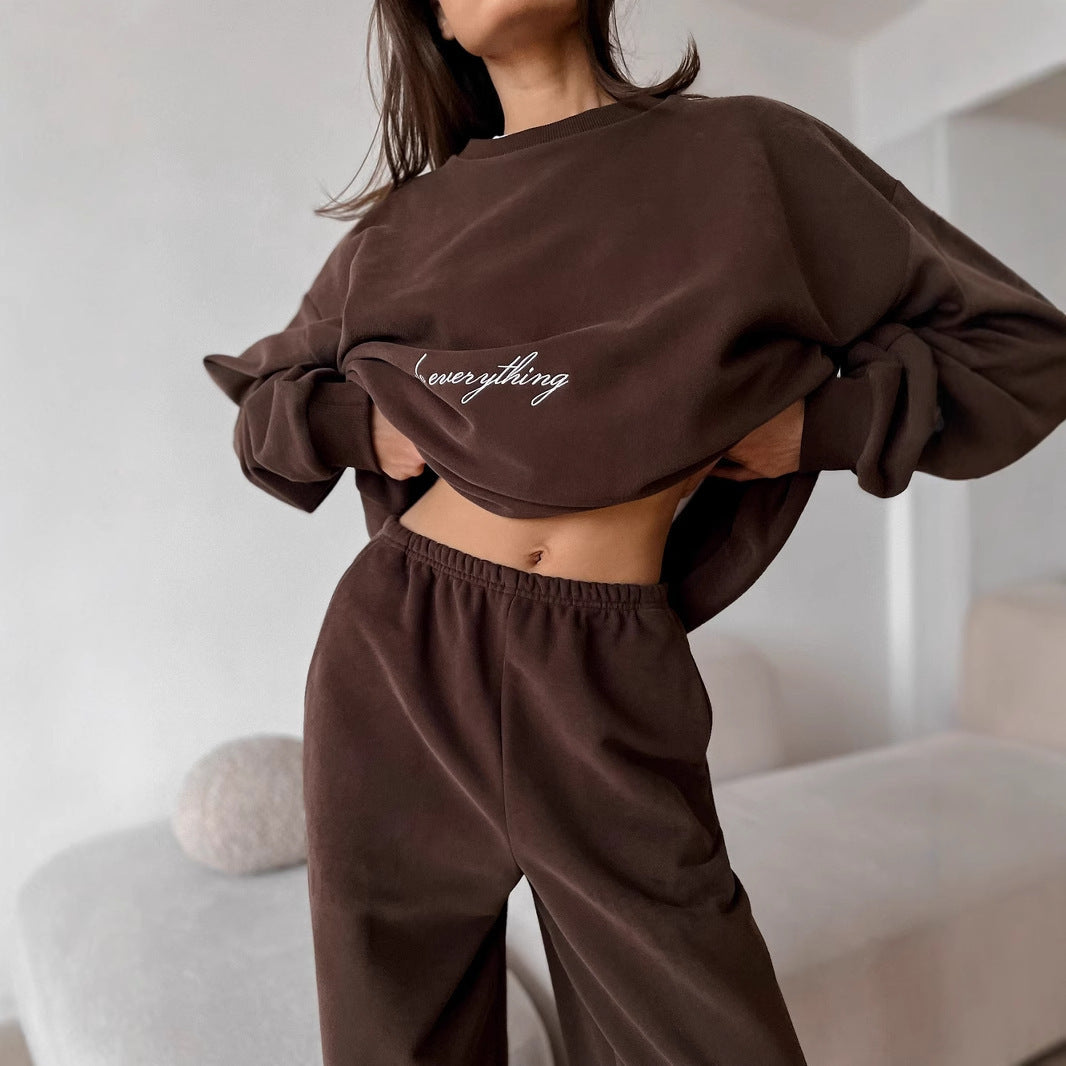 Printed Sweater Suit Casual Two-piece Suit