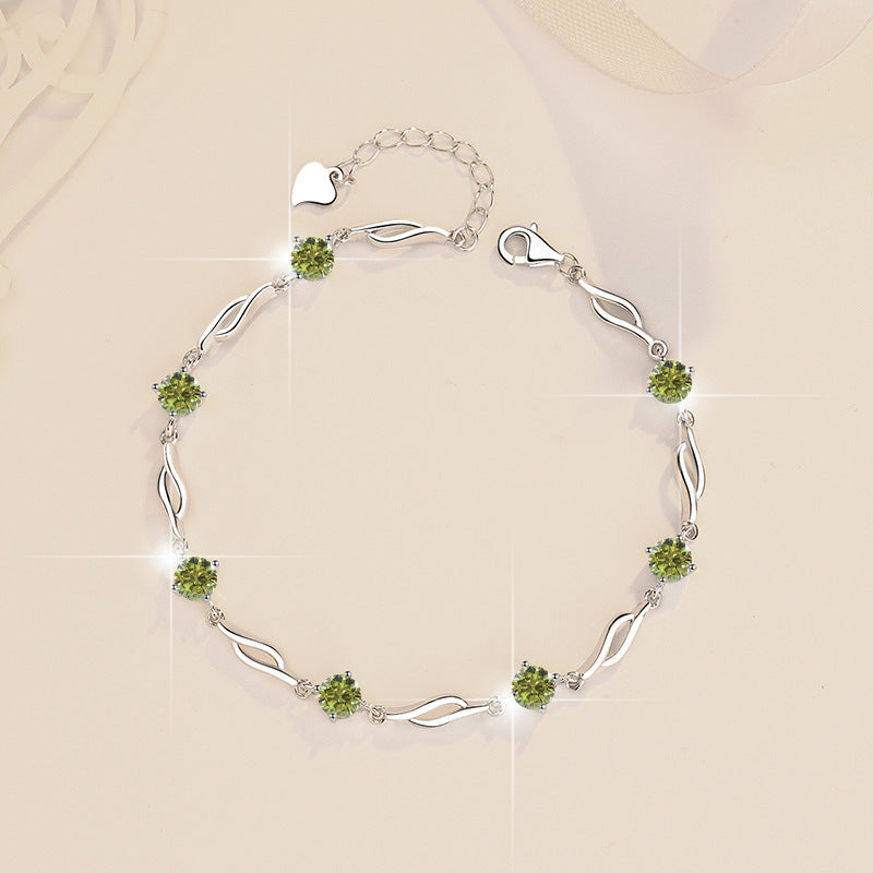 S925 Fashion Colorful Moissanite Sterling Silver Bracelet