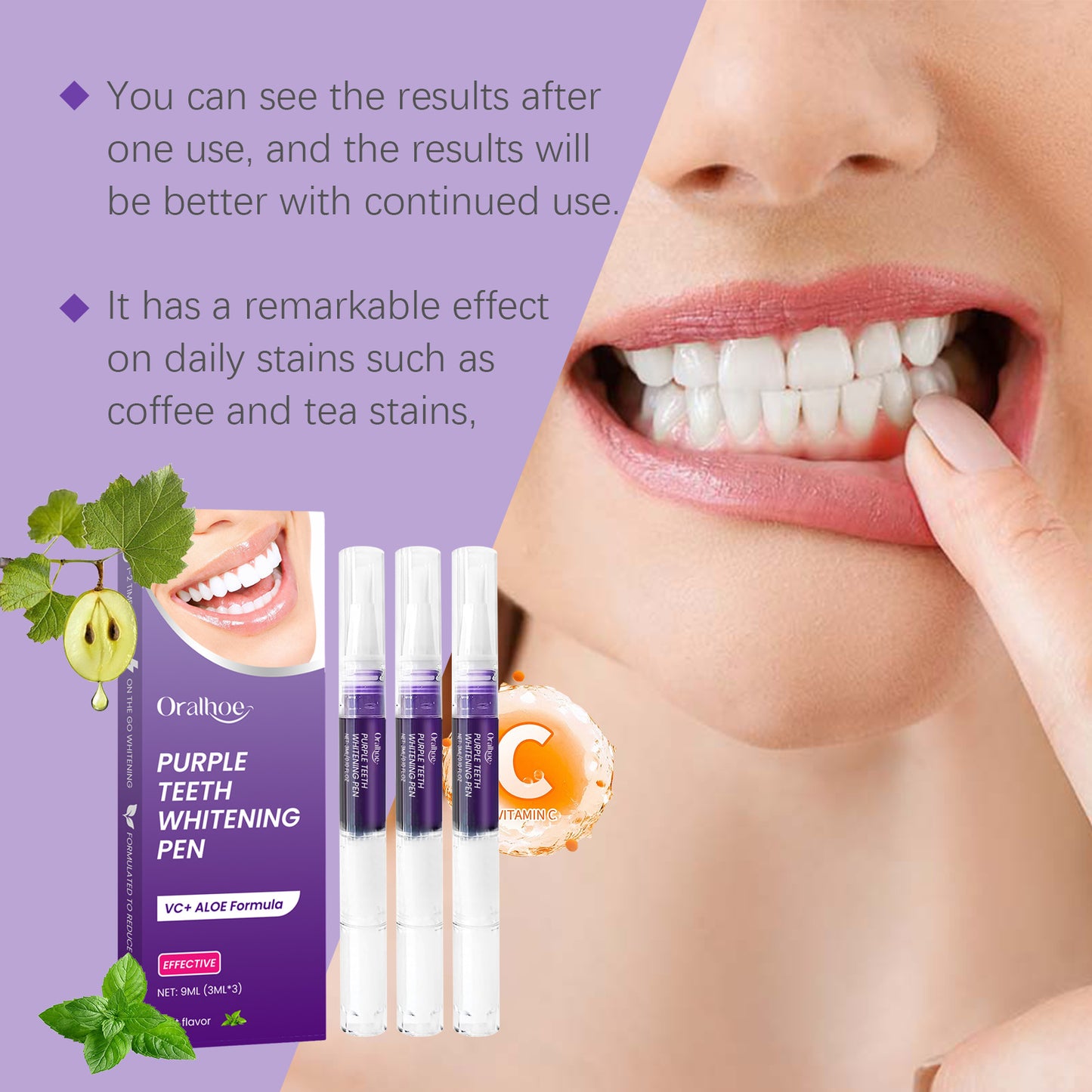 Purple Tooth Care Pen Clean Oral Fresh And Comfortable