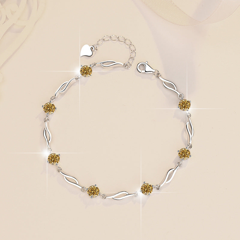 S925 Fashion Colorful Moissanite Sterling Silver Bracelet