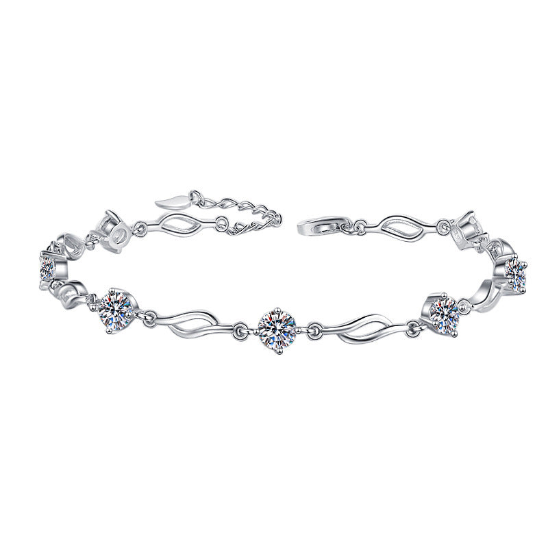 S925 Fashion Colorful Moissanite Sterling Silver Bracelet