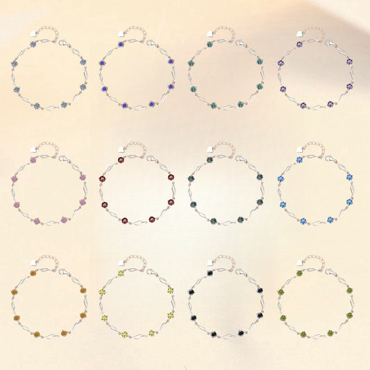S925 Fashion Colorful Moissanite Sterling Silver Bracelet